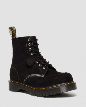 Dr Martens 1460 Made in England Emboss Suede Bağcıklı Bot Kadın Siyah | 83464069