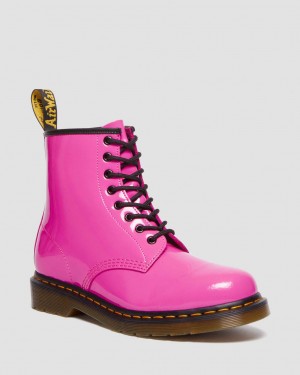 Dr Martens 1460 Patent Leather Bağcıklı Bot Kadın Pembe | 14830582