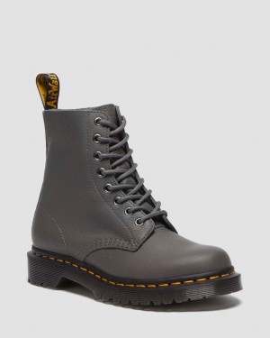Dr Martens 1460 Virginia Leather Bot Kadın Gri | 74619303