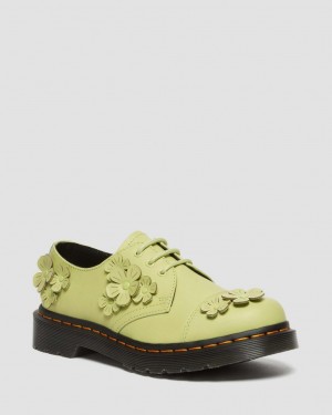 Dr Martens 1461 Flower Applique Leather Oxford Ayakkabı Kadın Yeşil | 35390252
