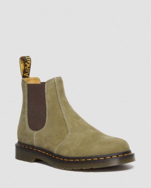 Dr Martens 2976 Tumbled Nubuck Leather Chelsea Bot Erkek Zeytin Yeşili | 30070798