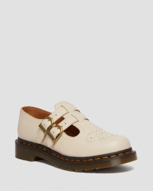 Dr Martens 8065 Virginia Leather Mary Jane Ayakkabı Kadın Bej Rengi | 82426415