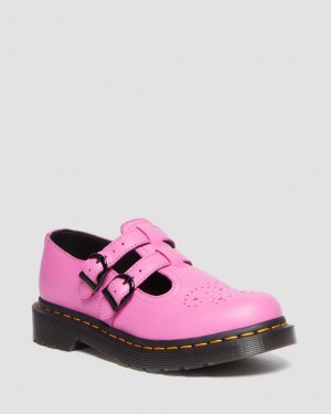 Dr Martens 8065 Virginia Leather Mary Jane Ayakkabı Kadın Pembe | 87445016