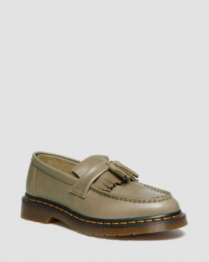 Dr Martens Adrian Carrara Leather Tassel Makosen Erkek Zeytin Yeşili | 83508119