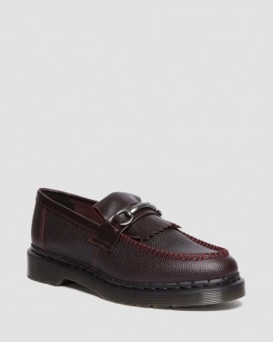 Dr Martens Adrian Snaffle Pebble Grain Leather Kiltie Makosen Kadın Bordo | 76022406
