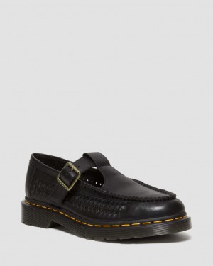Dr Martens Adrian T-Bar Leather Mary Jane Ayakkabı Kadın Siyah | 69466785