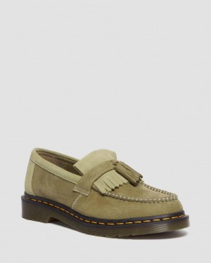 Dr Martens Adrian Tumbled Nubuck Leather Tassel Makosen Erkek Zeytin Yeşili | 68833193