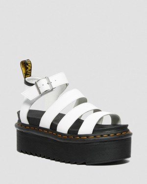 Dr Martens Blaire Hydro Leather Platform Strap Sandalet Kadın Beyaz | 23725913