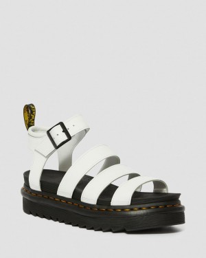 Dr Martens Blaire Hydro Leather Strap Sandalet Kadın Beyaz | 36703067
