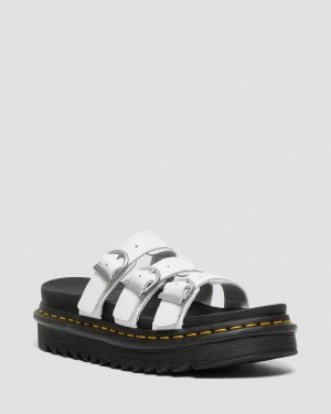 Dr Martens Blaire Leather Slide Sandalet Kadın Beyaz | 21651580