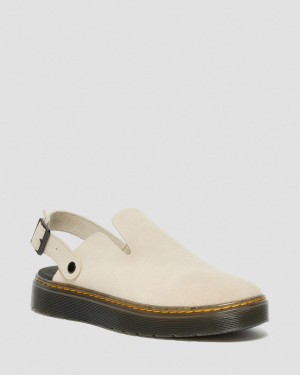 Dr Martens Carlson Suede Casual Slingback Mules Kadın Bej Rengi | 45401600