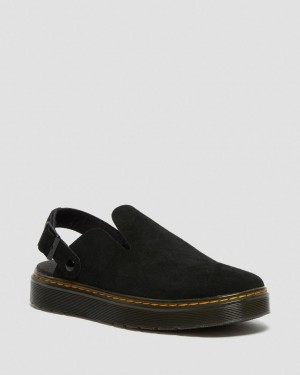 Dr Martens Carlson Suede Casual Slingback Mules Kadın Siyah | 56263937