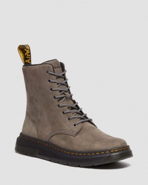 Dr Martens Crewson Nubuck Leather Everyday Bot Kadın Gri | 23259675