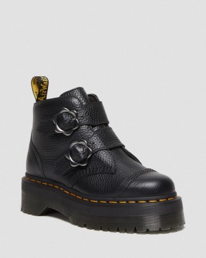 Dr Martens Devon Flower Buckle Leather Kalın Taban Bot Kadın Siyah | 31315659