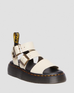 Dr Martens Gryphon Pisa Leather Platform Sandalet Kadın Bej Rengi | 25378093