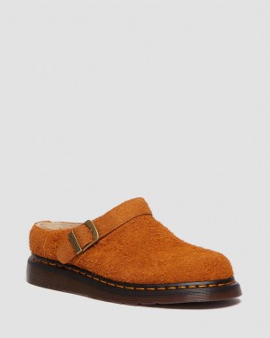 Dr Martens Isham Faux Shearling Lined Suede Slingback Mules Kadın Kahverengi | 62787904