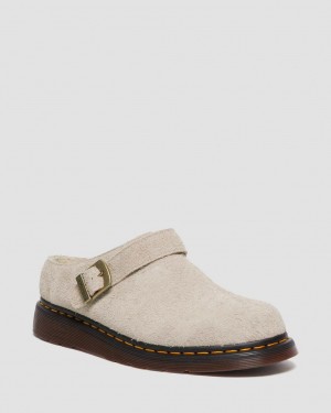 Dr Martens Isham Faux Shearling Lined Suede Slingback Mules Kadın Bej Rengi | 67378908