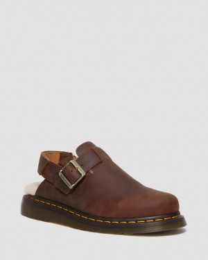 Dr Martens Jorge II Faux Fur Lined Slingback Mules Erkek Kahverengi | 99877901