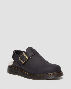 Dr Martens Jorge II Faux Fur Lined Slingback Mules Erkek Siyah | 19015303