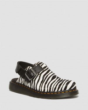 Dr Martens Jorge II Hair-on Animal Print Slingback Mules Erkek Siyah | 74361432