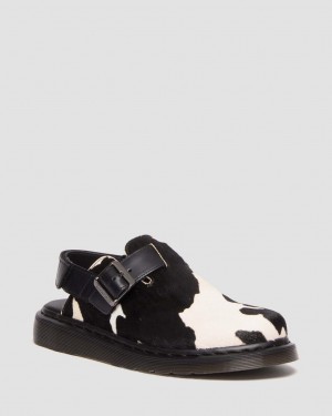 Dr Martens Jorge II Hair-on Animal Print Slingback Mules Kadın Siyah | 45292563