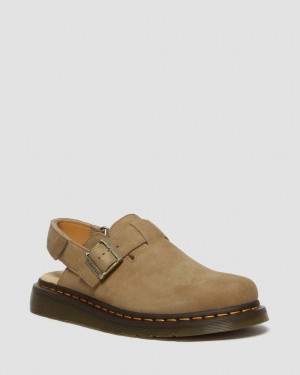 Dr Martens Jorge II Tumbled Nubuck Leather Slingback Mules Kadın Kahverengi | 68654883