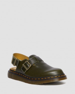 Dr Martens Jorge Made in England Classic Leather Slingback Mules Erkek Zeytin Yeşili | 44477864