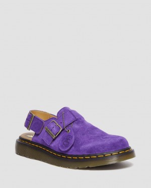 Dr Martens Jorge Made in England Suede Slingback Mules Kadın Mor | 90694555