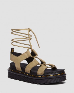 Dr Martens Nartilla Tumbled Nubuck Leather Gladiator Sandalet Kadın Kahverengi | 71223837