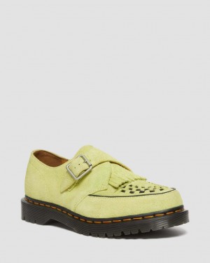 Dr Martens Ramsey Suede Kiltie Buckle Creepers Ayakkabı Kadın Yeşil | 99568931