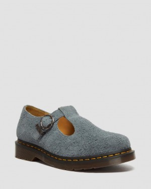Dr Martens T-Bar Suede Mary Jane Ayakkabı Kadın Gri | 18728185