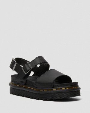 Dr Martens Voss Leather Strap Sandalet Kadın Siyah | 42938635