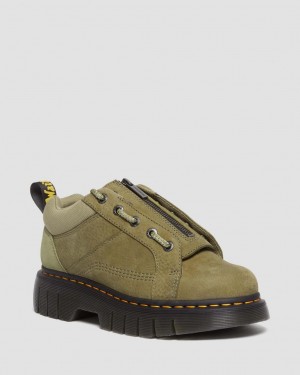 Dr Martens Woodard Tumbled Nubuck Leather Low Casual Bot Kadın Zeytin Yeşili | 49666072