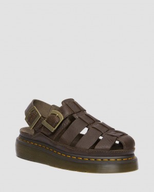 Dr Martens Wrenlie Grizzly Leather Fisherman Sandalet Erkek Kahverengi | 13228722