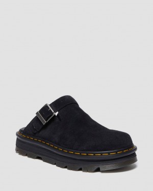 Dr Martens Zebzag Suede Slingback Platform Mules Erkek Siyah | 15176415