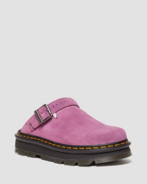 Dr Martens Zebzag Suede Slingback Platform Mules Erkek Mor | 61972152
