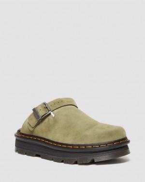 Dr Martens Zebzag Suede Slingback Platform Mules Kadın Zeytin Yeşili | 89969784
